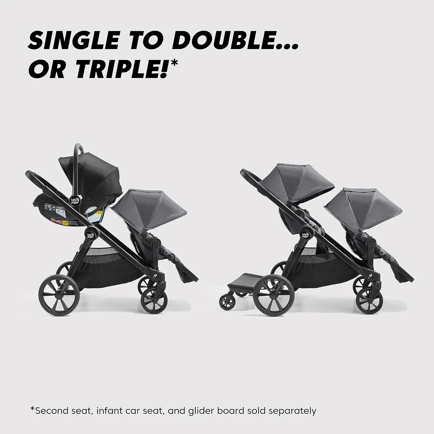 Baby Jogger City Select 2 Single-to-Double Modular Stroller, Peacoat Blue