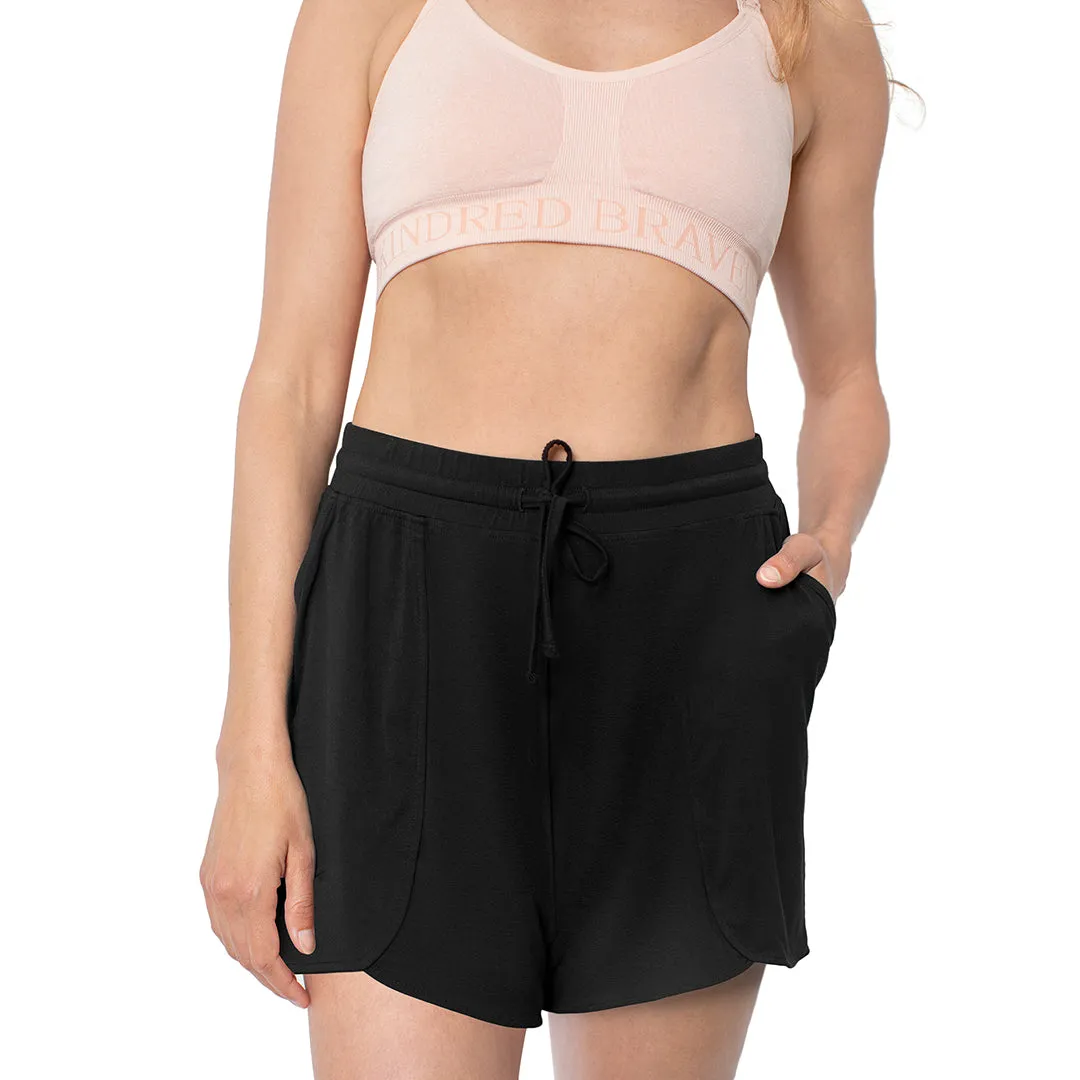 Bamboo Maternity & Postpartum Lounge Shorts | Black