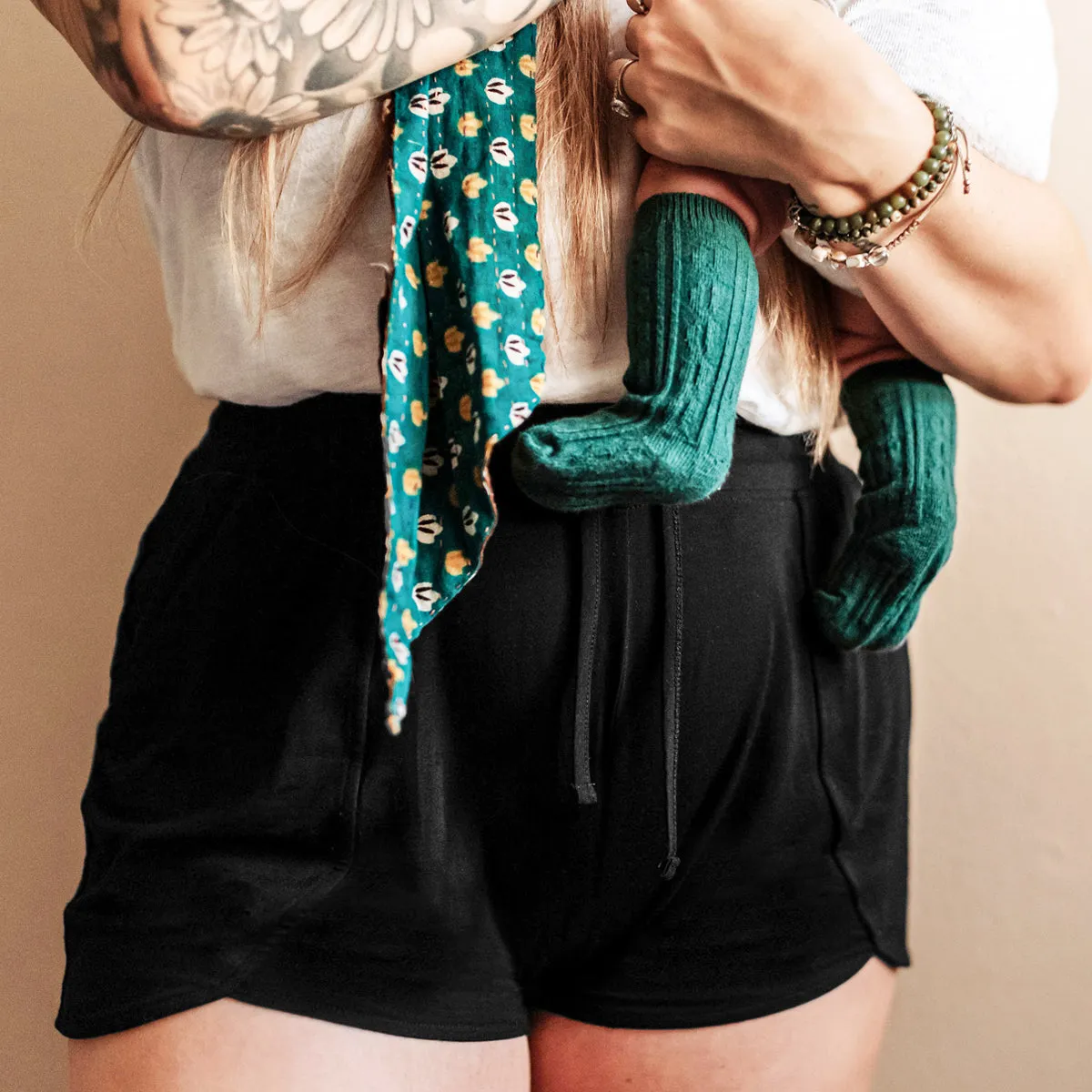 Bamboo Maternity & Postpartum Lounge Shorts | Black