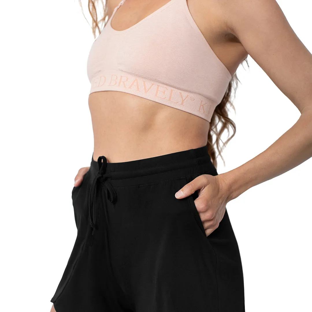 Bamboo Maternity & Postpartum Lounge Shorts | Black