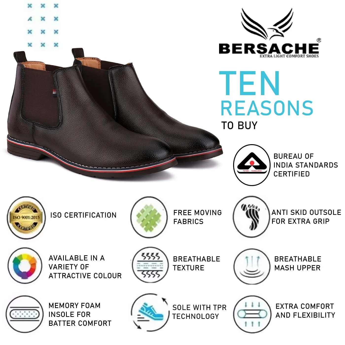 Bersache Comfortable Casual Outdoor Stylish Partywear Boots For Men(9084-Dark Brown)