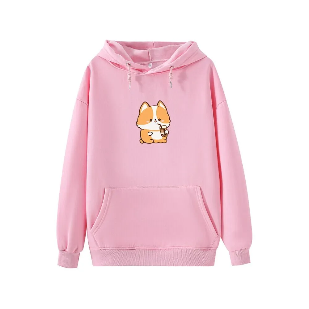 Boba Lovin Corgi Soft Hoodie