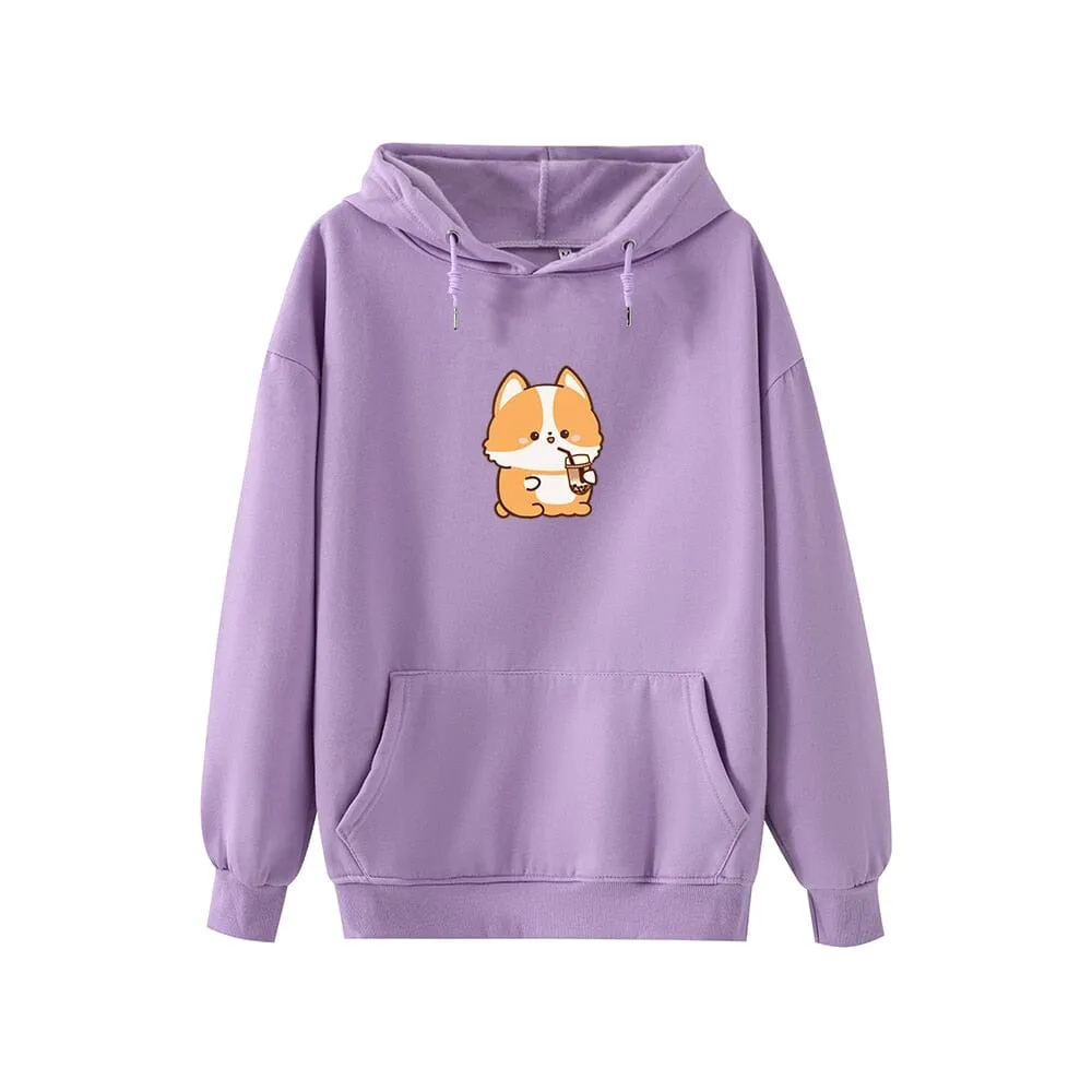 Boba Lovin Corgi Soft Hoodie