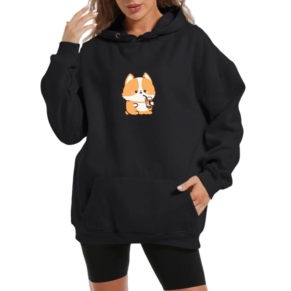 Boba Lovin Corgi Soft Hoodie