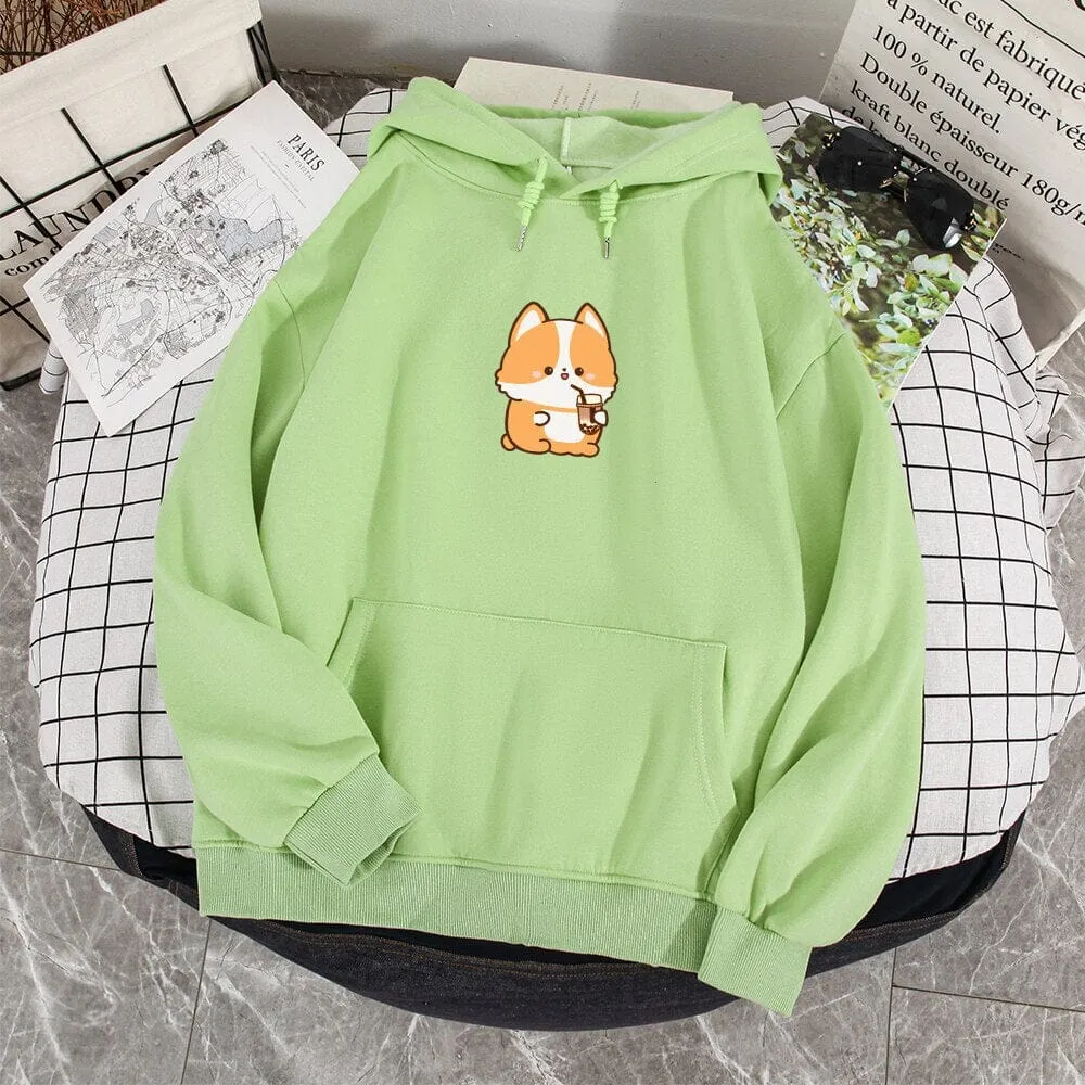 Boba Lovin Corgi Soft Hoodie