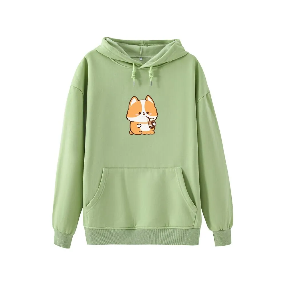 Boba Lovin Corgi Soft Hoodie