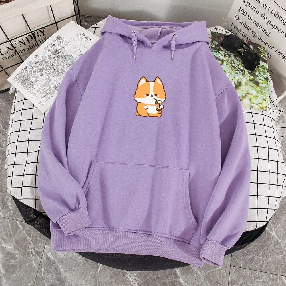 Boba Lovin Corgi Soft Hoodie
