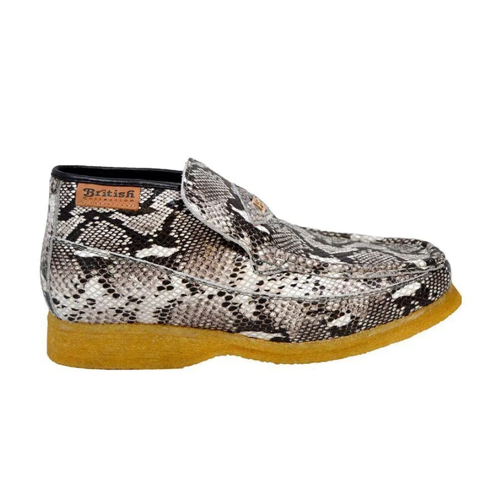 British Walkers Bwb Men's Snake Skin Leather Crepe Sole Ankle Boots