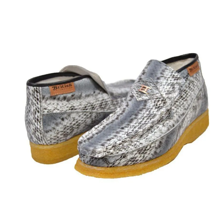 British Walkers Bwb Men's Snake Skin Leather Crepe Sole Ankle Boots