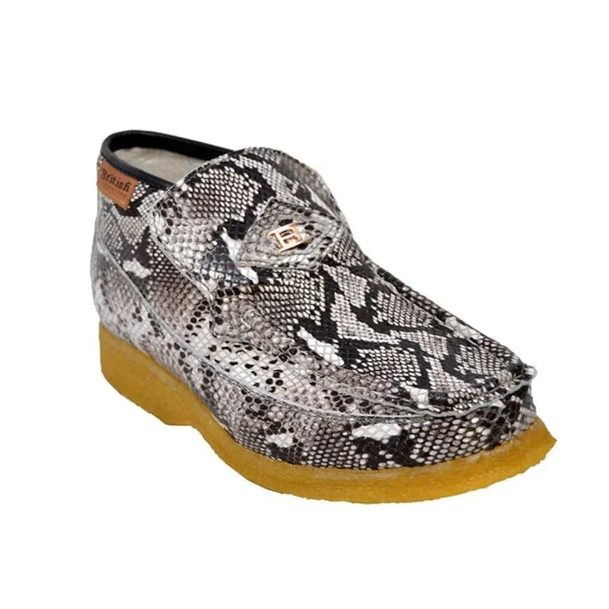 British Walkers Bwb Men's Snake Skin Leather Crepe Sole Ankle Boots