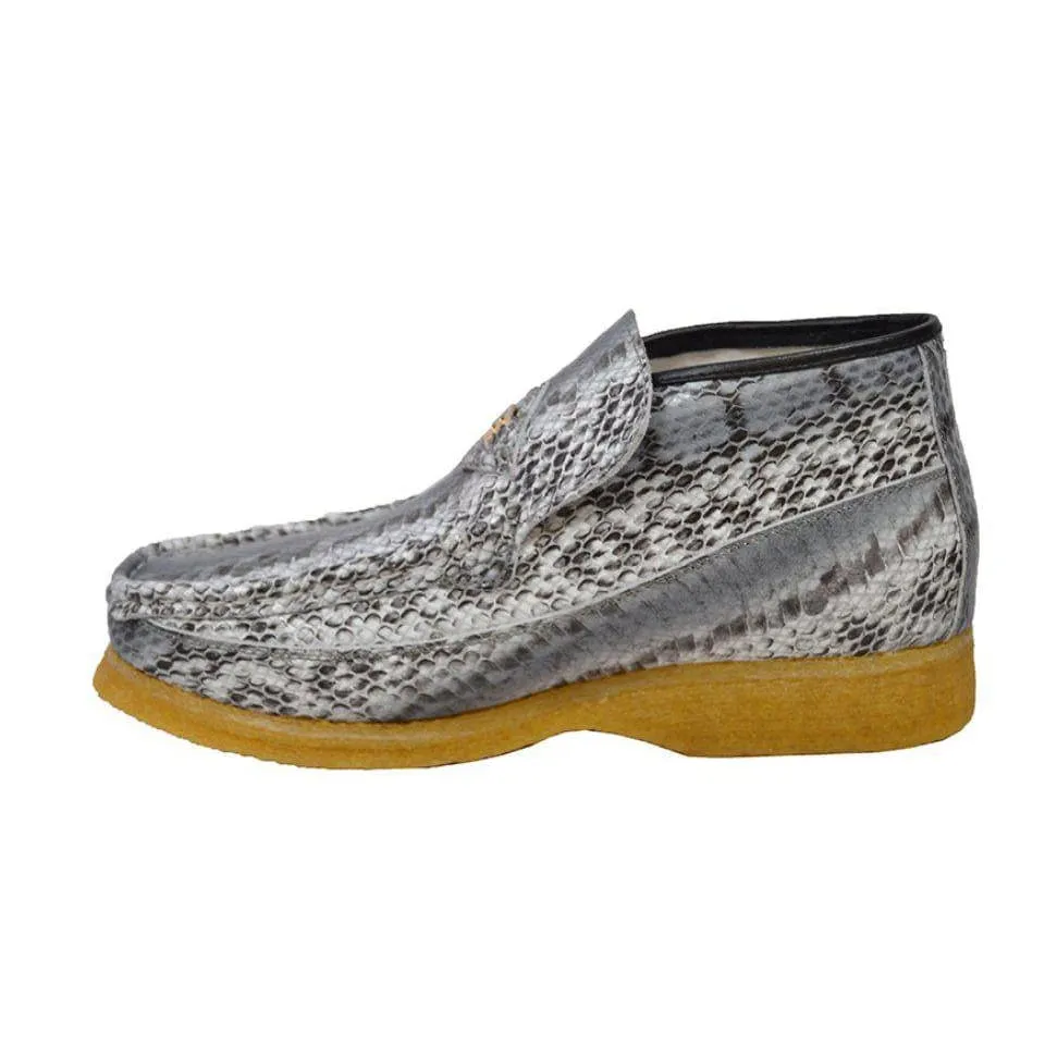 British Walkers Bwb Men's Snake Skin Leather Crepe Sole Ankle Boots