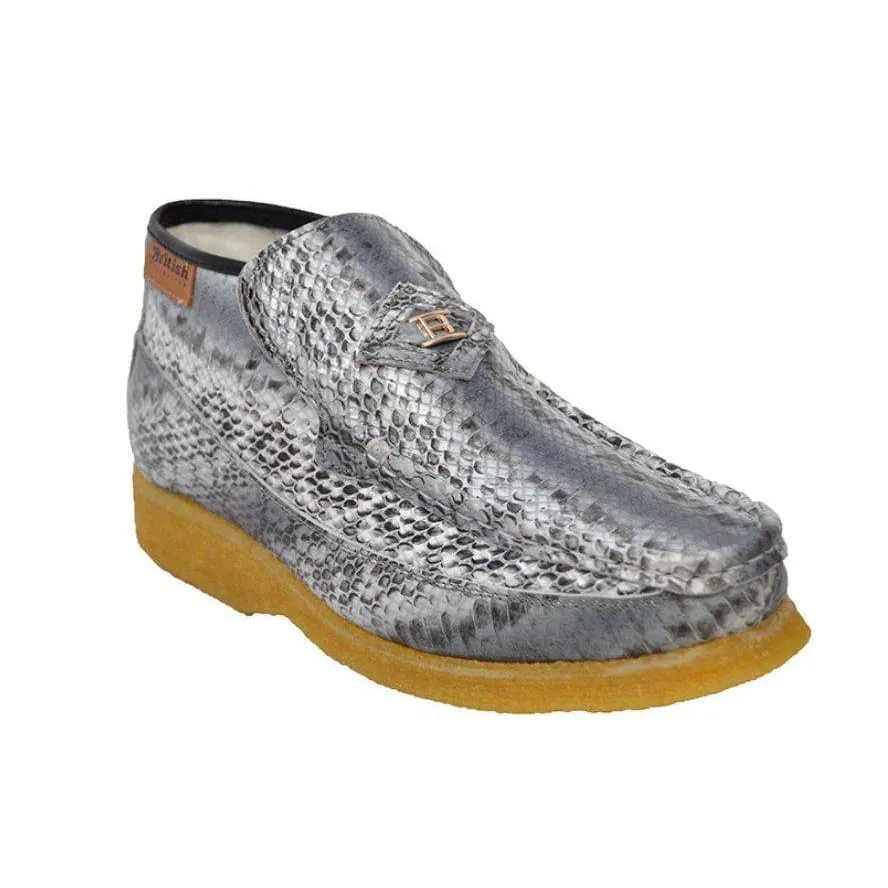 British Walkers Bwb Men's Snake Skin Leather Crepe Sole Ankle Boots