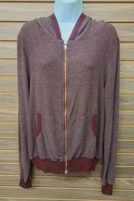 Burgundy soft pockets hoodie sweater