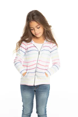 Chaser Rainbow Stripe Cozy Knit L/S Zip Up Hoodie