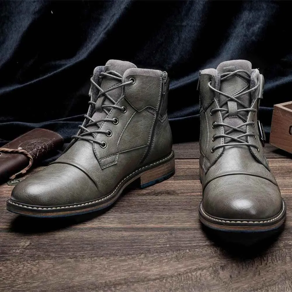 Classic Comfortable Leather Ankle Boots: TC200 Men's Casual Shoes