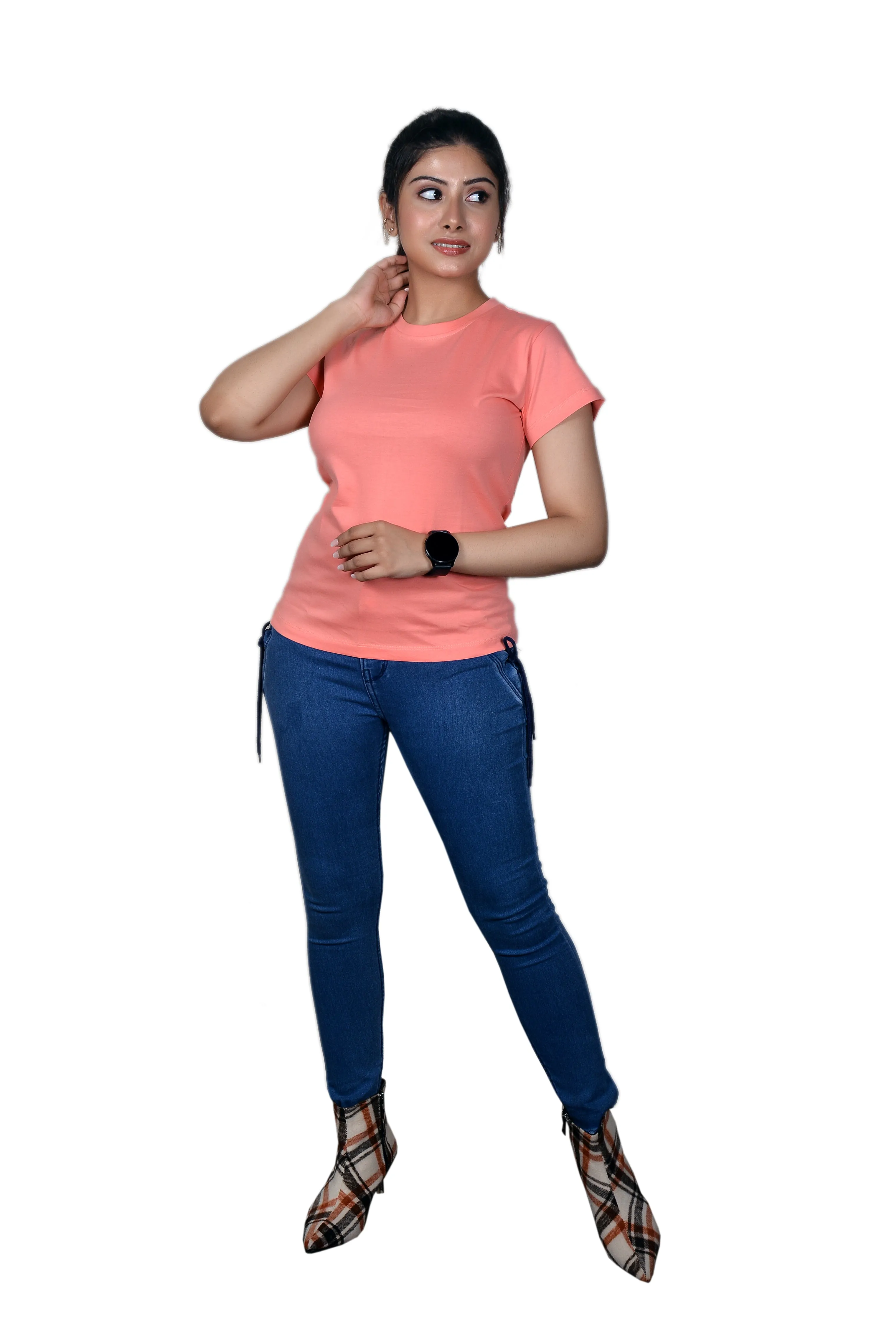 Classic Fit Women Peach Tshirt