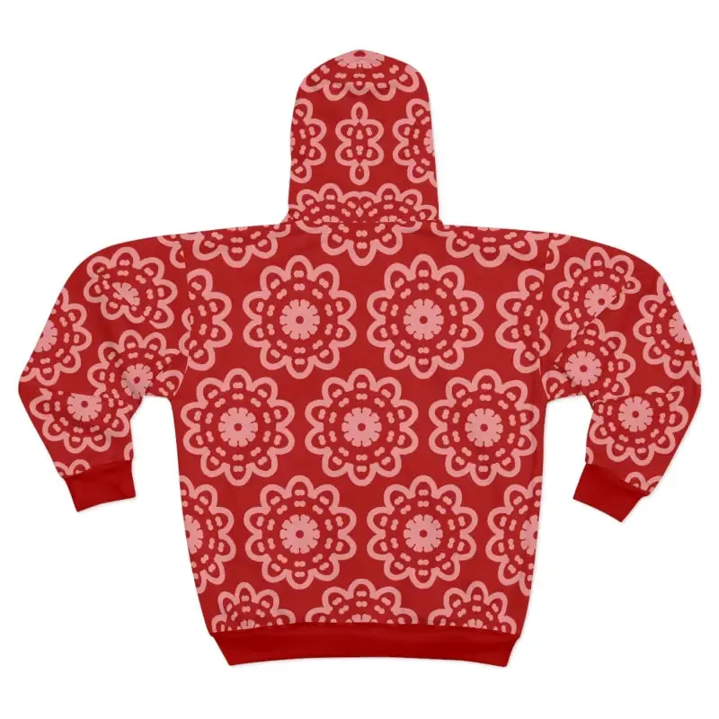 Cozy Floral Unisex Zip Hoodie for Winter Vibes
