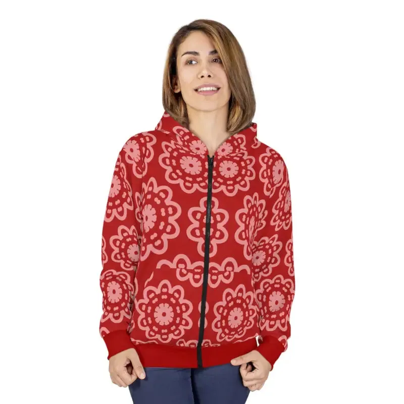 Cozy Floral Unisex Zip Hoodie for Winter Vibes