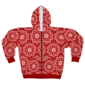 Cozy Floral Unisex Zip Hoodie for Winter Vibes