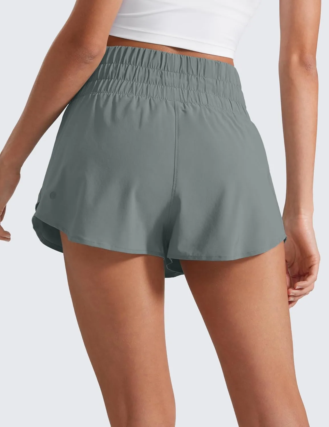 CRZ YOGA Athletic Shorts for Women High Waisted Flowy Ruffle Skirt Overlay for Workout Running Tennis with Zip Pocket