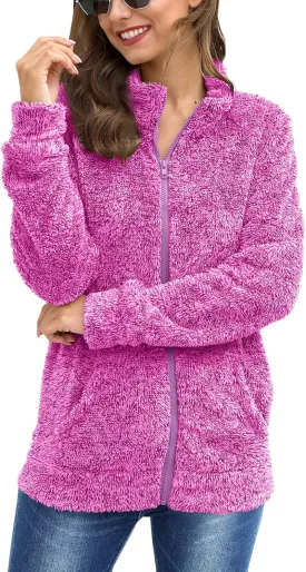 For G and PL Women's Long Sleeve Full Zip Soft Warm Fleece Jacket