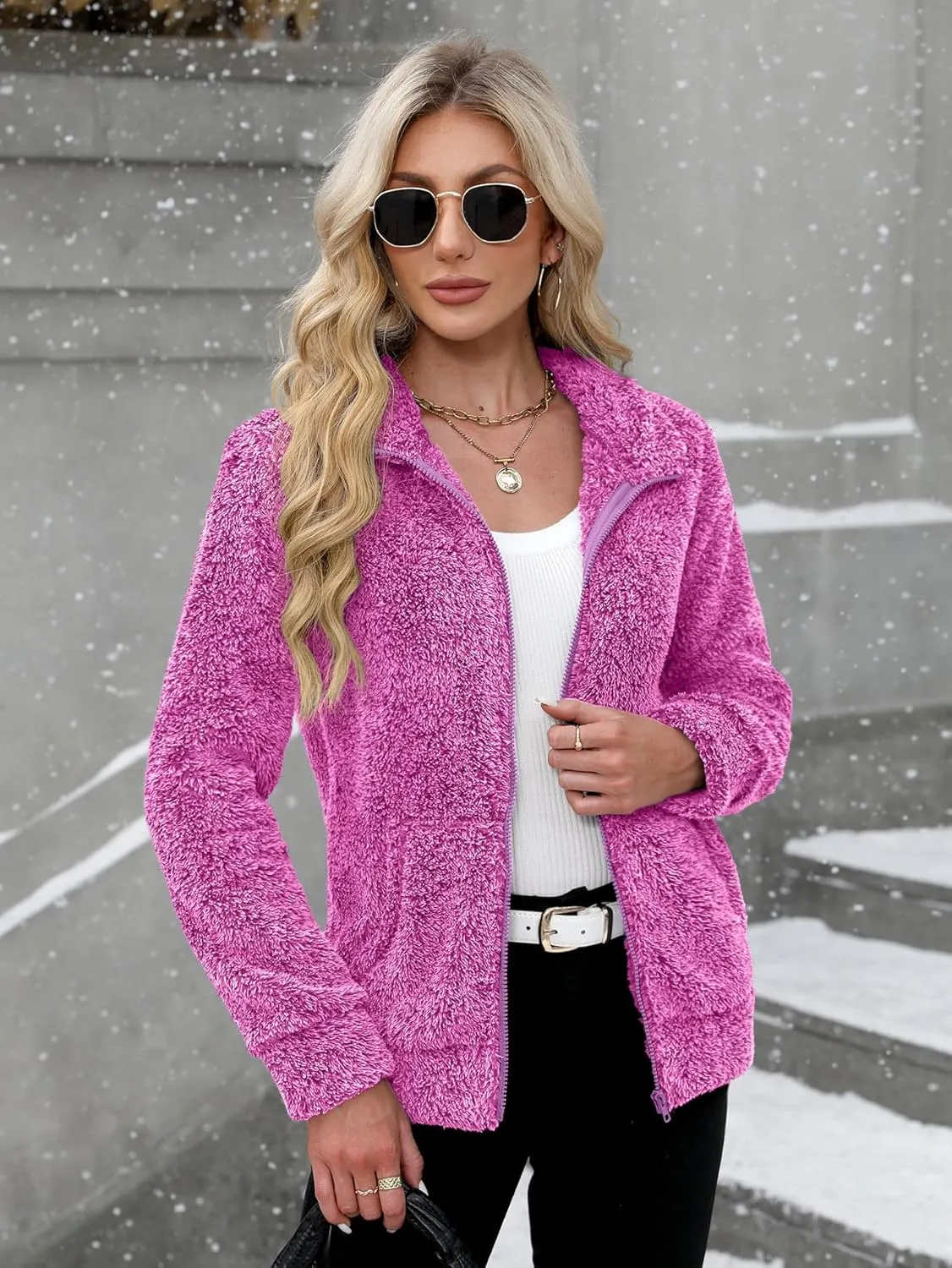 For G and PL Women's Long Sleeve Full Zip Soft Warm Fleece Jacket
