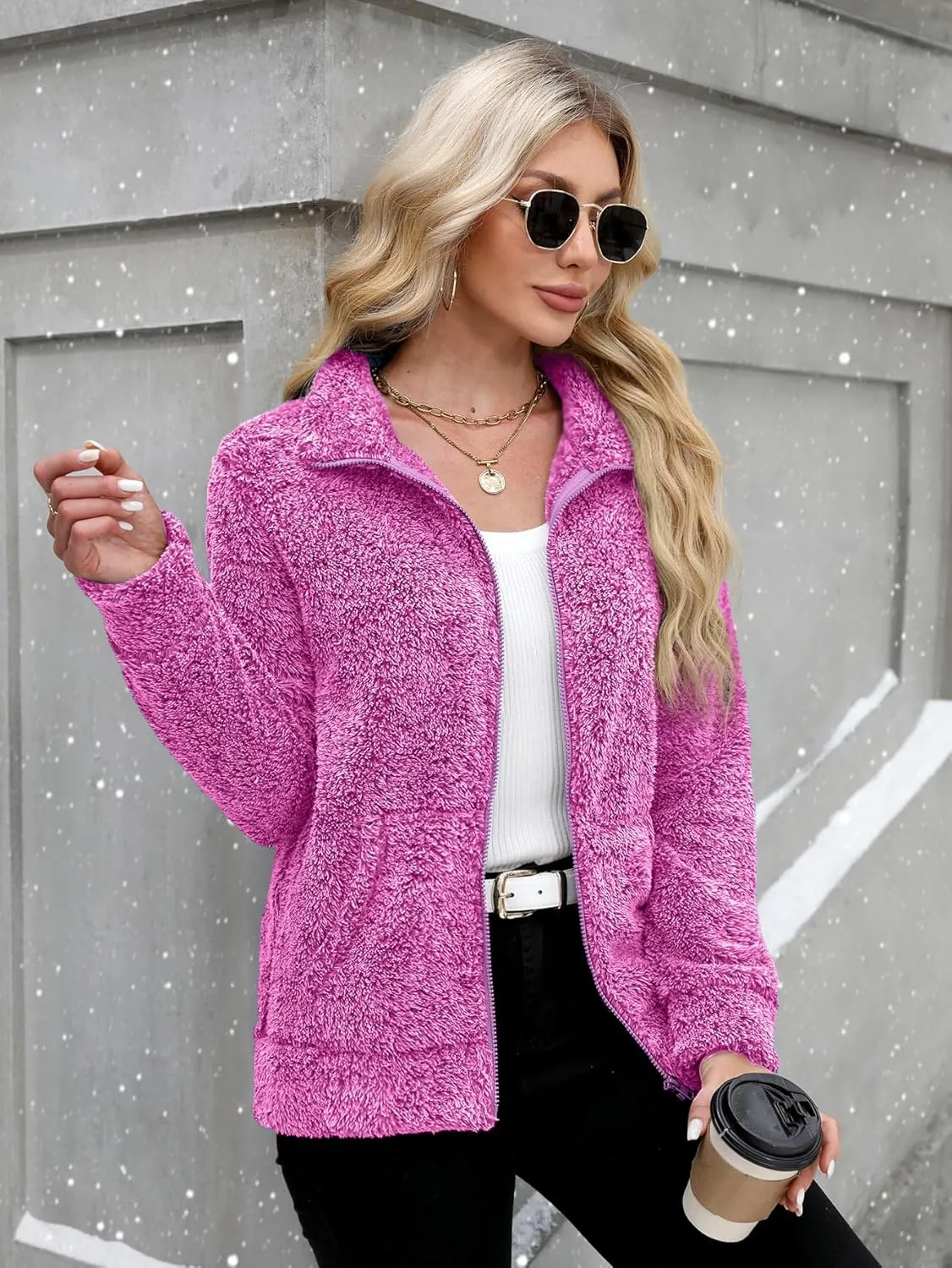 For G and PL Women's Long Sleeve Full Zip Soft Warm Fleece Jacket