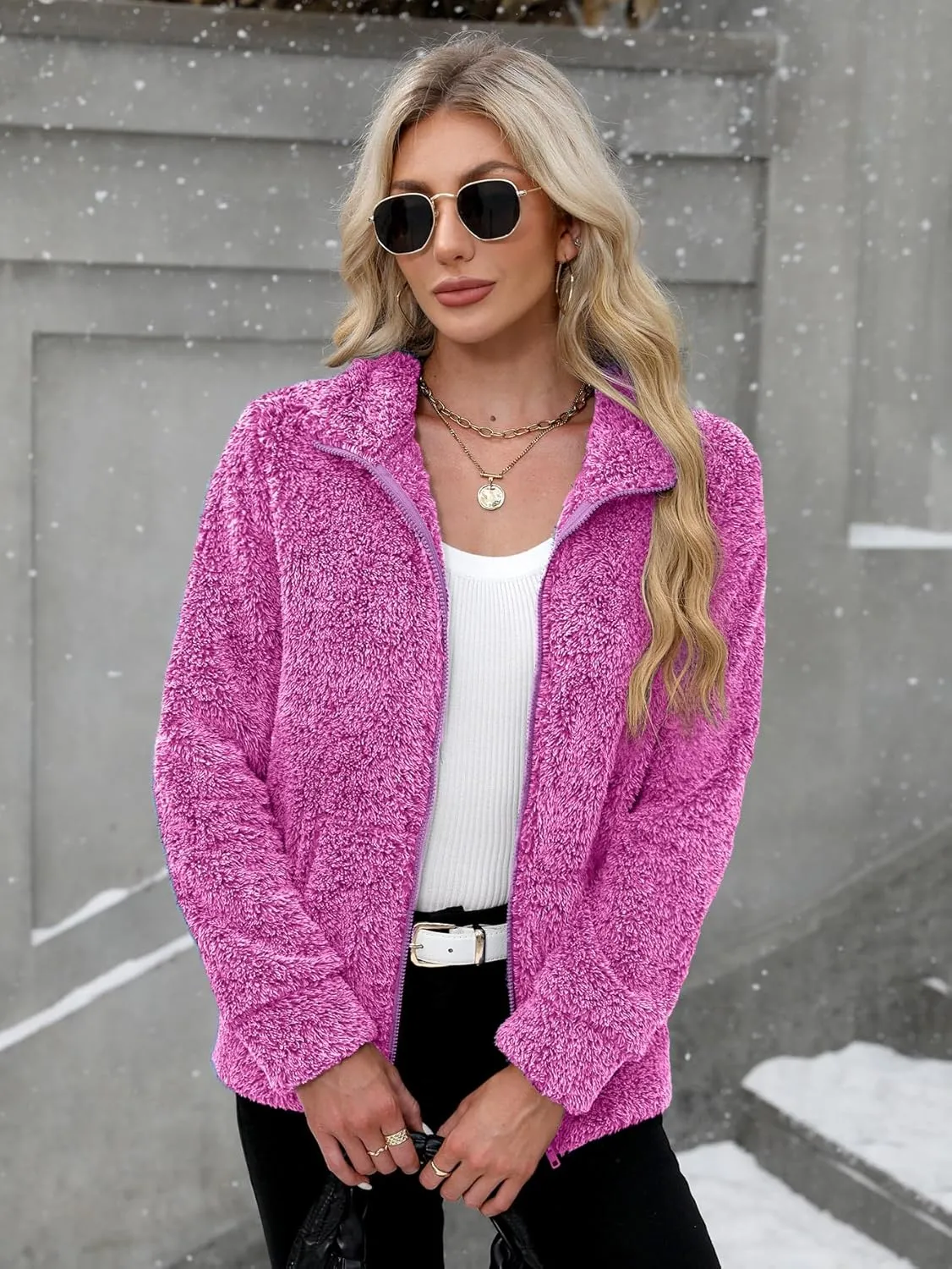 For G and PL Women's Long Sleeve Full Zip Soft Warm Fleece Jacket