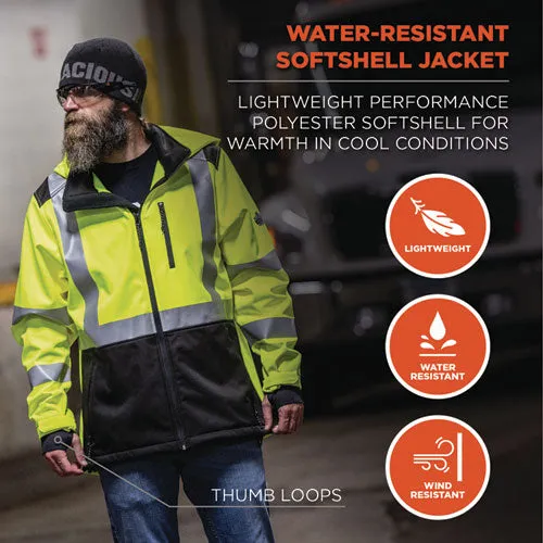 Glowear 8353 Class 3 Hi-vis Softshell Water-resistant Jacket, Small, Lime, Ships In 1-3 Business Days