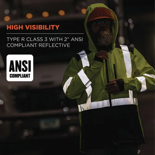 Glowear 8353 Class 3 Hi-vis Softshell Water-resistant Jacket, Small, Lime, Ships In 1-3 Business Days