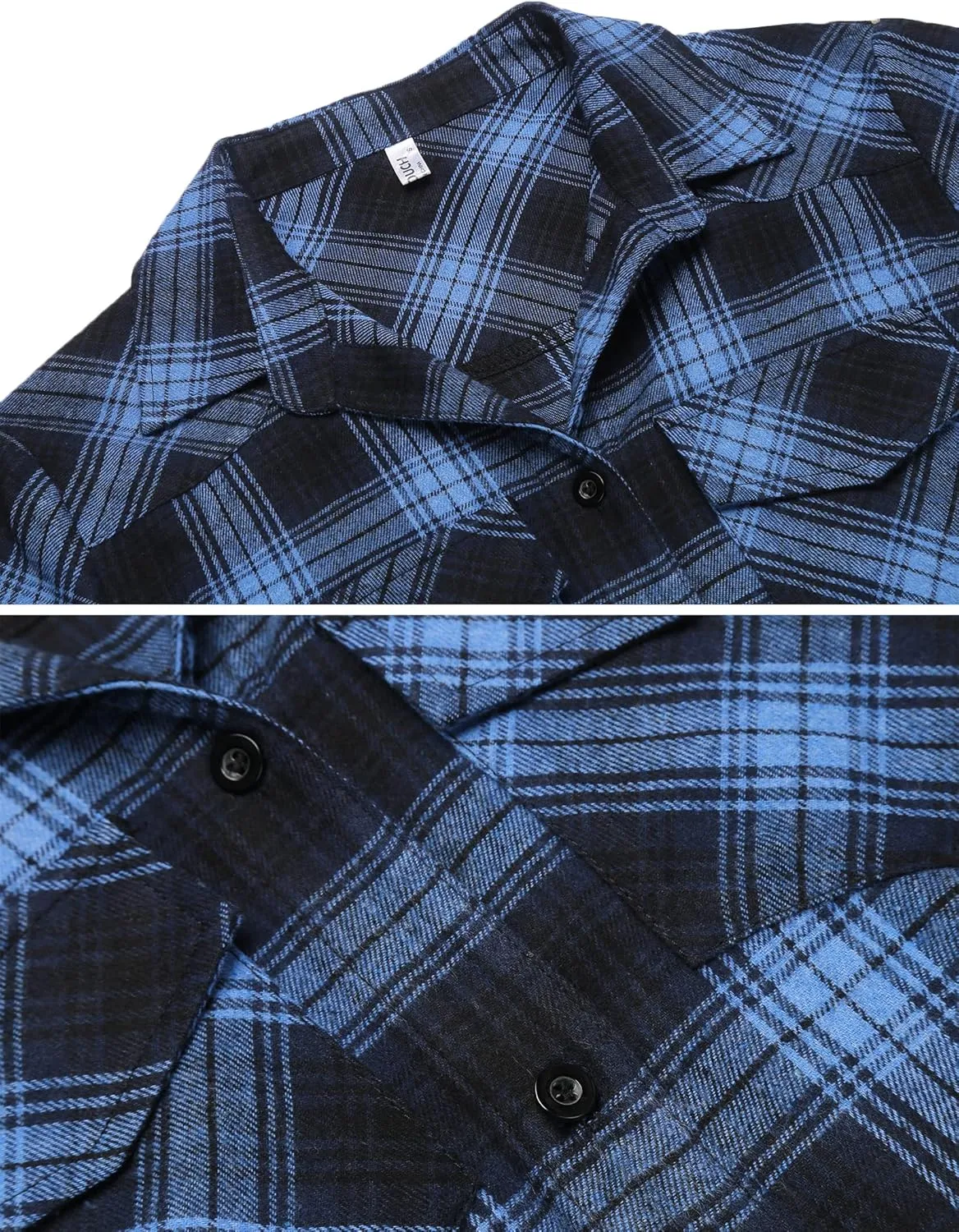 HOTOUCH Women's Long Roll Up Sleeve Cotton Flannels Plaid Shirts Classic Fit Button Down Shirt Blouses with Pockets