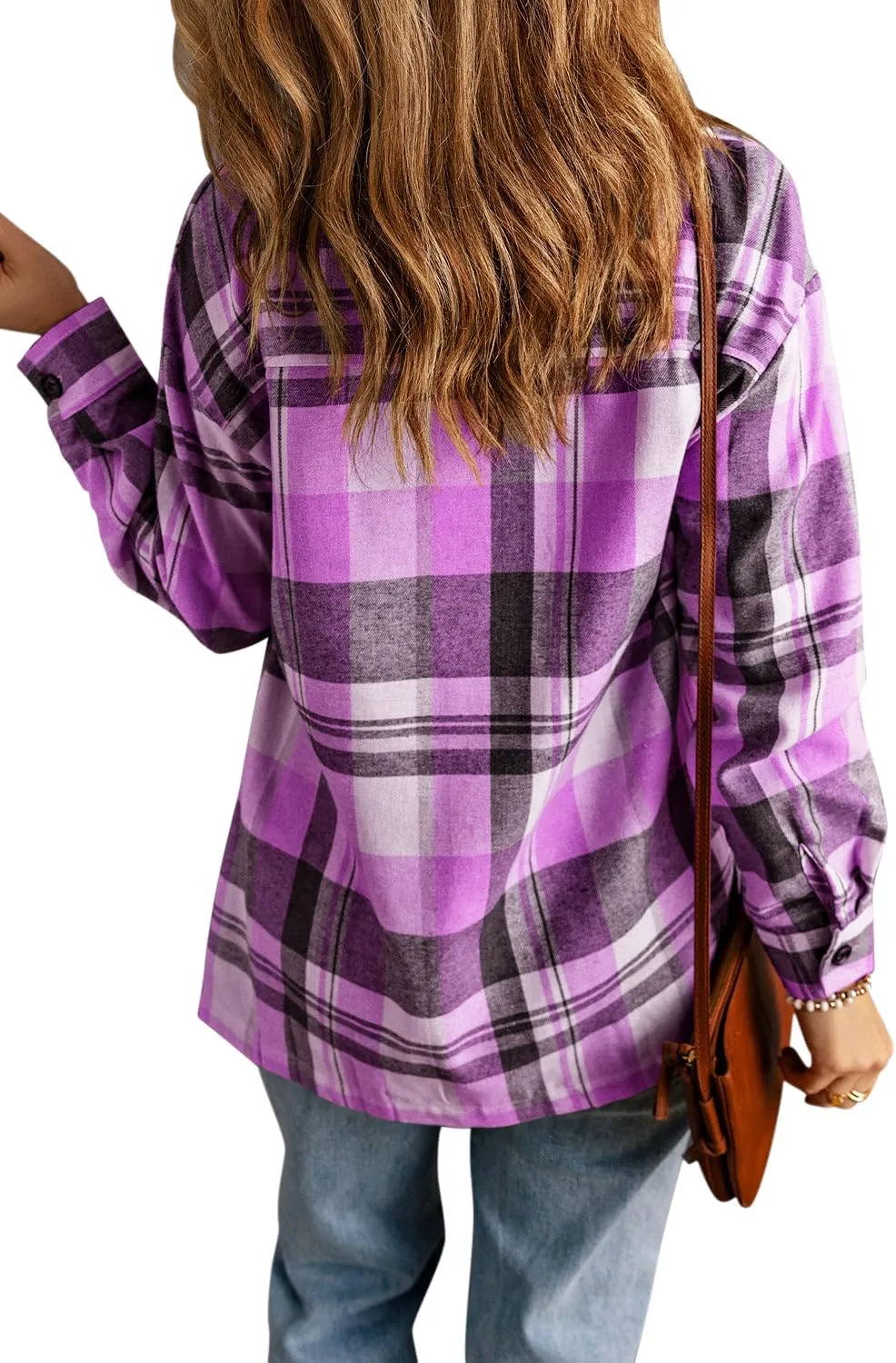 KINLONSAIR Womens Casual Flannel Plaid Shirts Oversized Lightweight Fall Shirt Coat Long Sleeve Button Down Blouse Tops