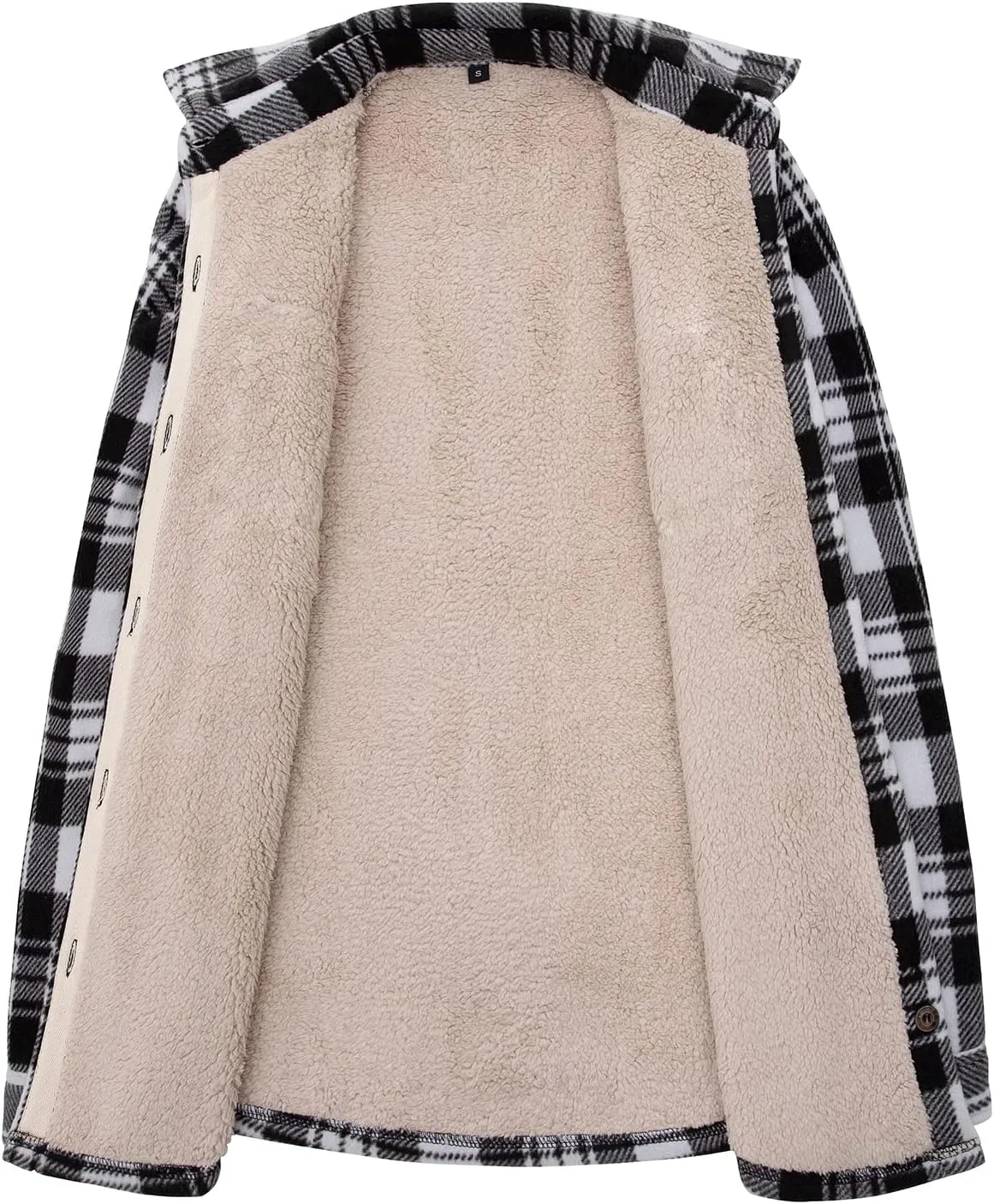 Lisskolo Women Fleece Lined Shirt Jacket with Hand Pockets, Plaid Button Down Sherpa Fleece Shacket Outerwear Flannel Jackets
