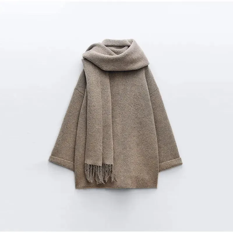 Luxury Woolen Chic™ - Wool Coat/Jacket with Scarf
