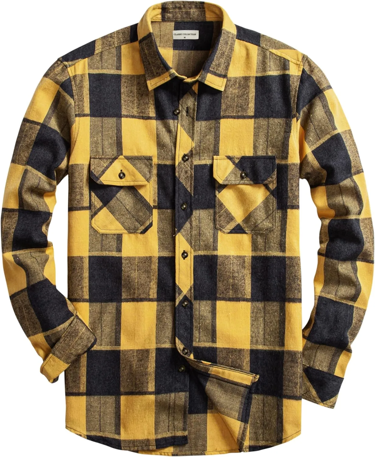 Mens Flannel Plaid Shirts Regual Fit Casual Long Sleeve Button Down Fleece Shirts