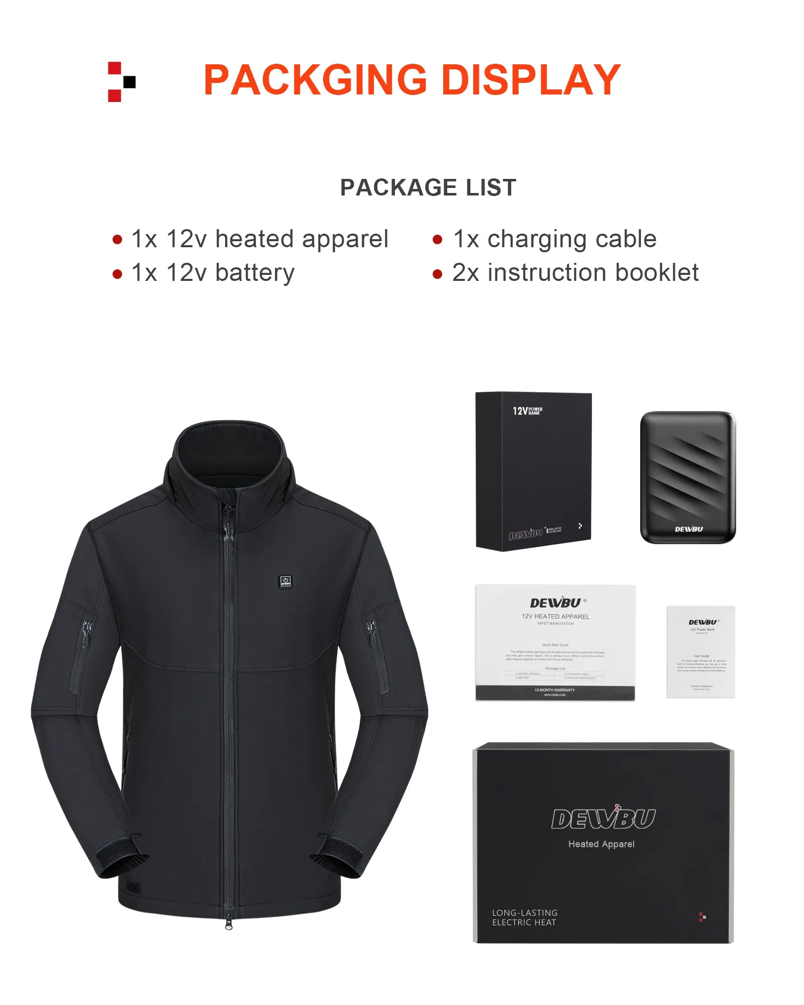 Men's Heated Jacket Detachable Hood With 12V Battery Pack - Grey