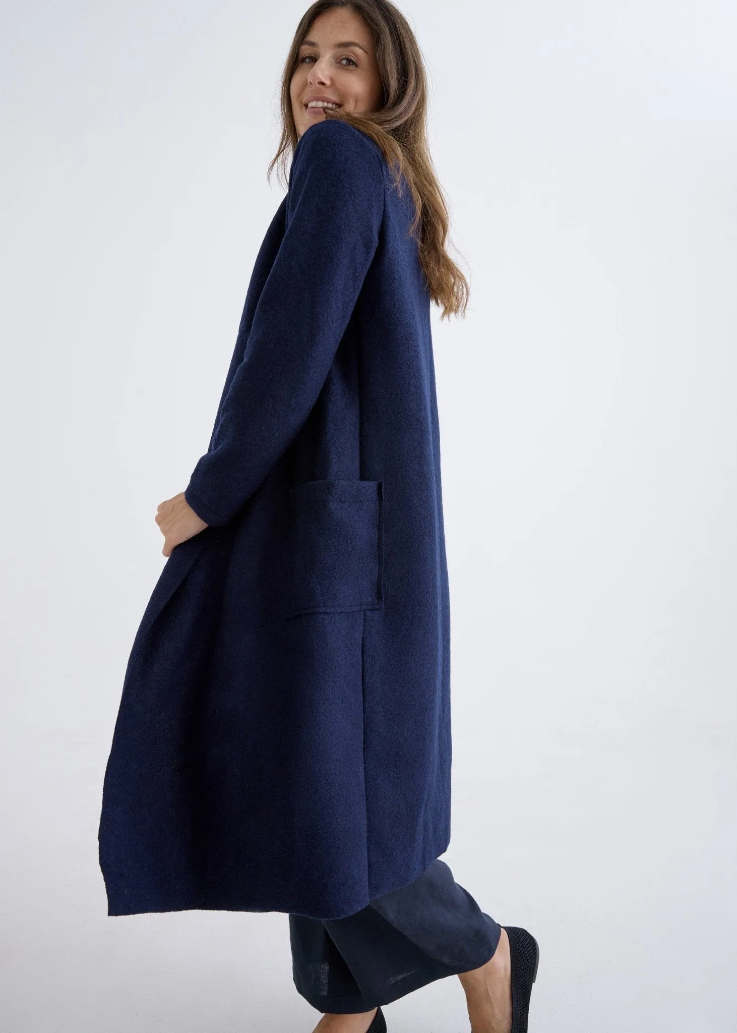 Merino Coat in Navy