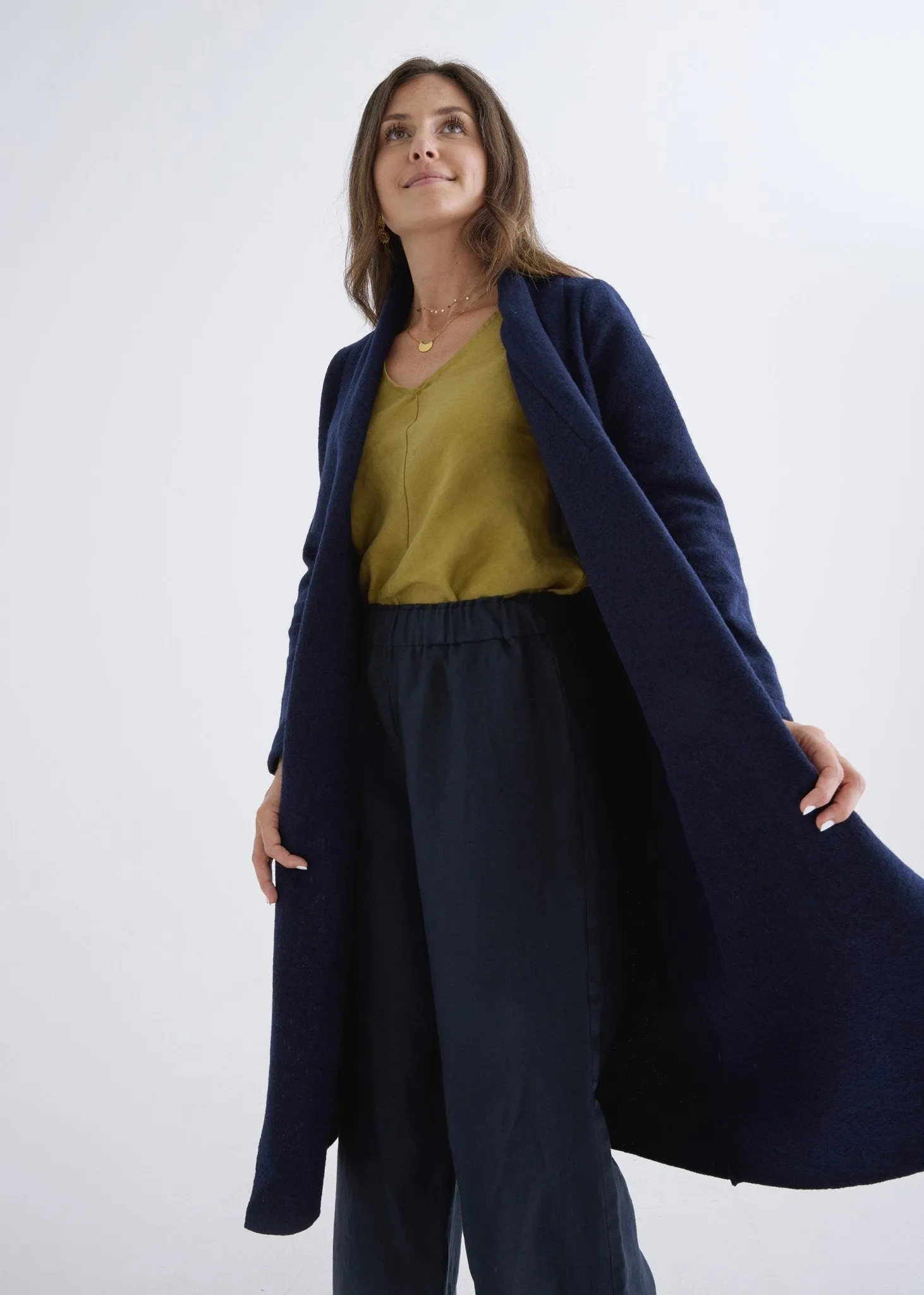 Merino Coat in Navy