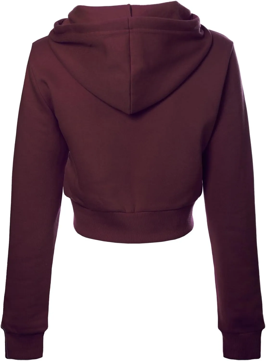 MixMatchy Women's Solid Casual Basic Long Sleeve French Terry Zip Up Crop Hoodie Jacket