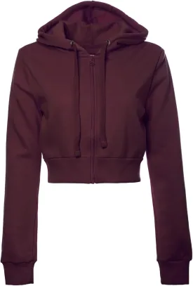 MixMatchy Women's Solid Casual Basic Long Sleeve French Terry Zip Up Crop Hoodie Jacket