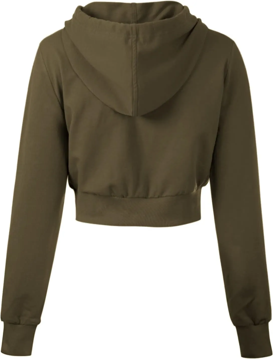 MixMatchy Women's Solid Casual Basic Long Sleeve French Terry Zip Up Crop Hoodie Jacket