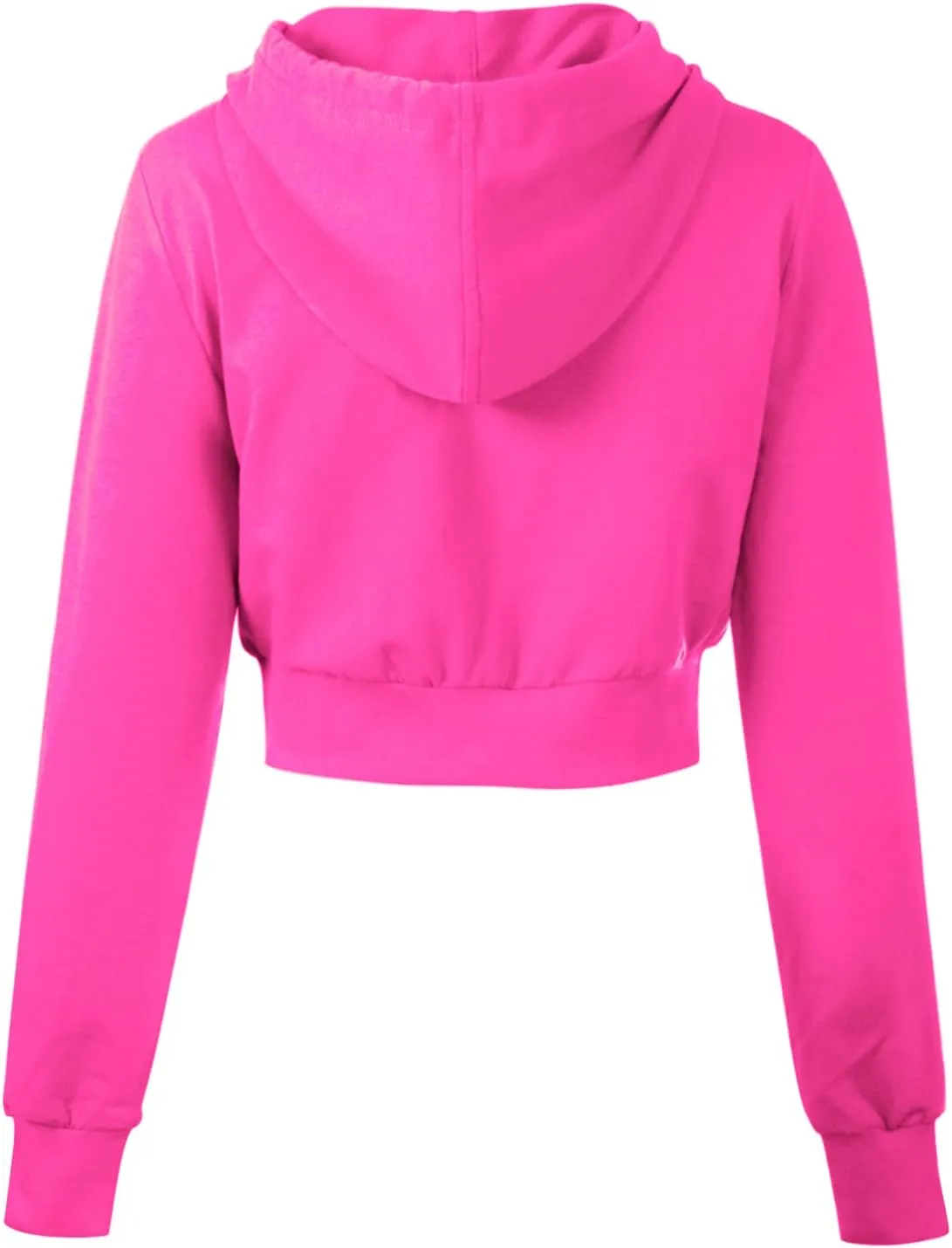MixMatchy Women's Solid Casual Basic Long Sleeve French Terry Zip Up Crop Hoodie Jacket