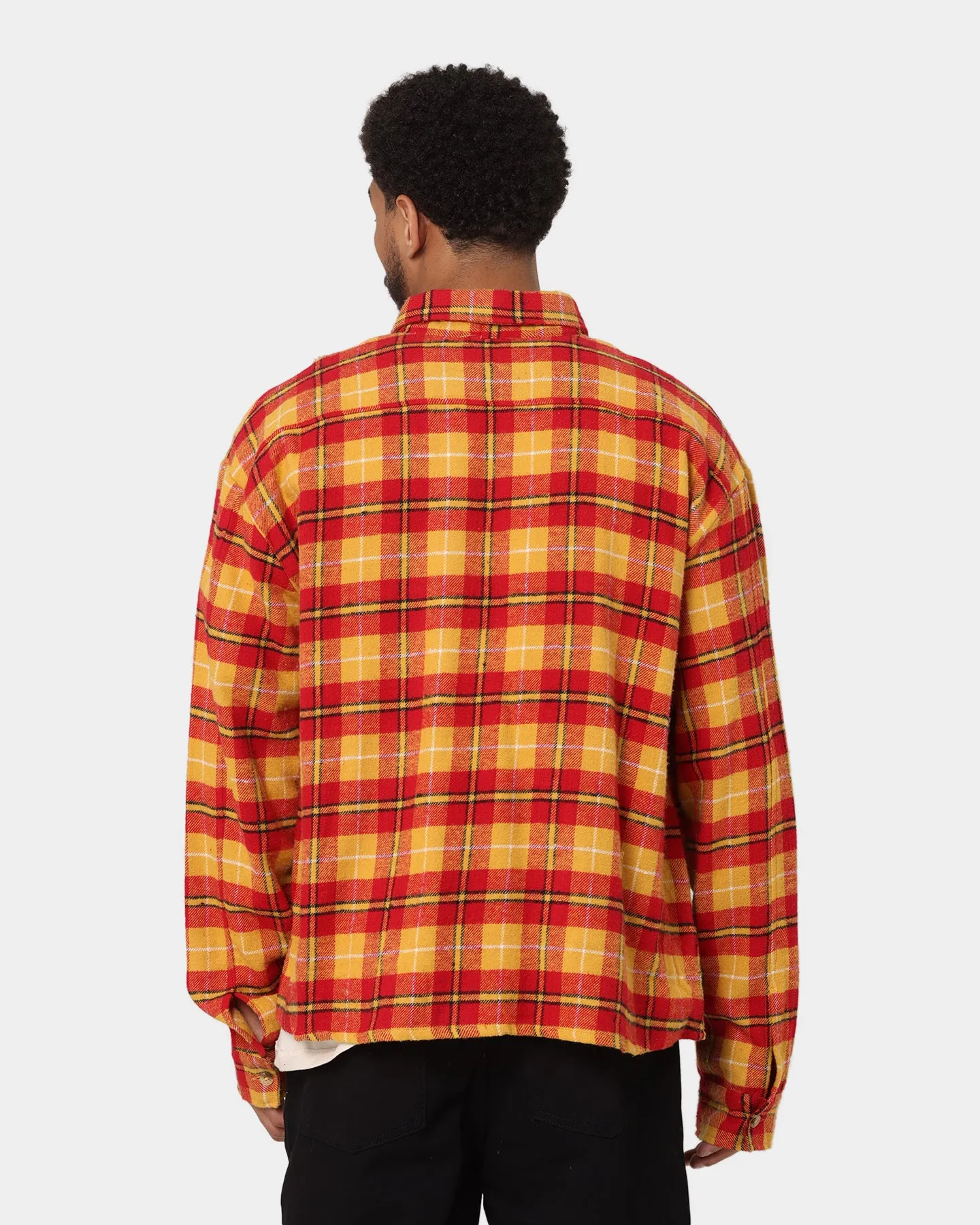 MNML Relaxed Cargo Flannel Shirt Yellow/Red