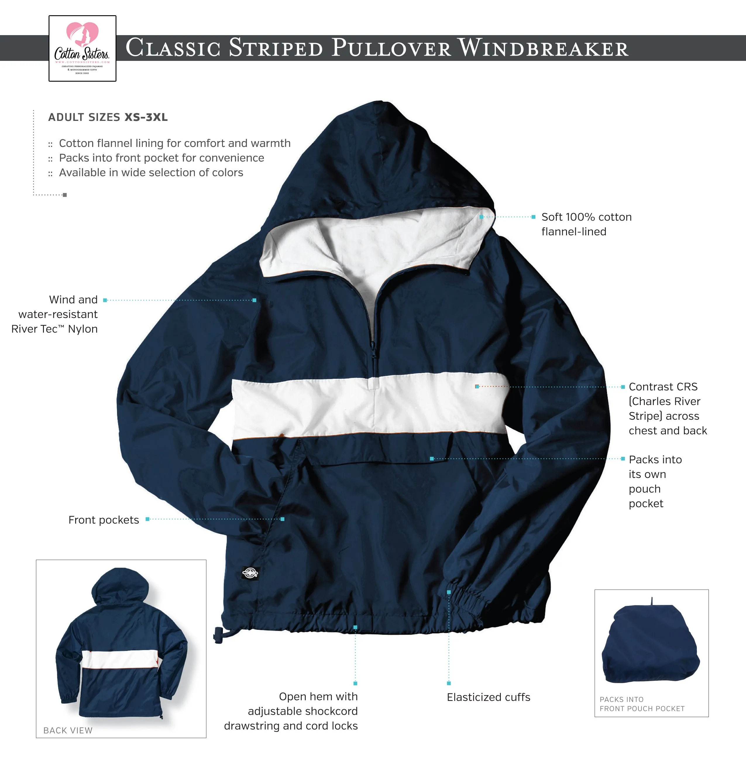 Monogrammed Striped Windbreaker