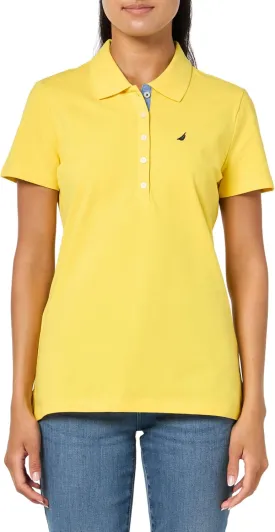 Nautica Women's Short Sleeve Button Placket Polo