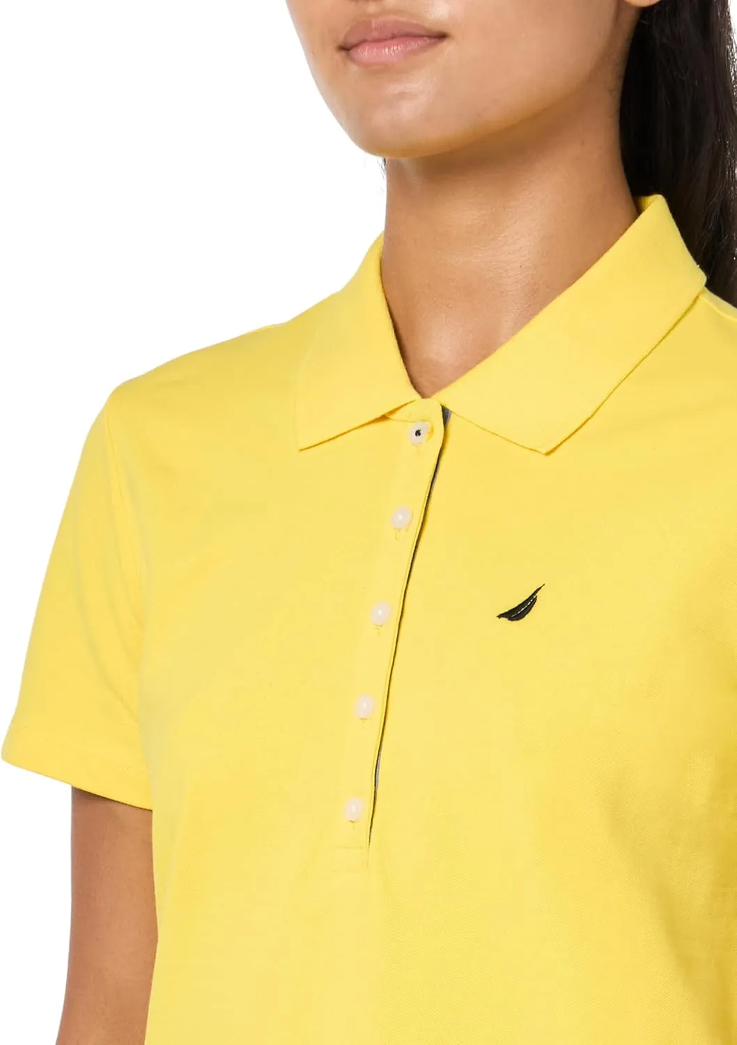 Nautica Women's Short Sleeve Button Placket Polo
