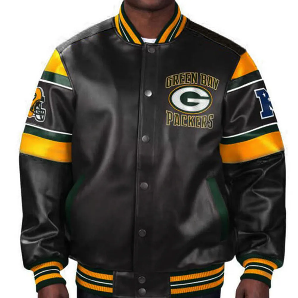 NFL Green Bay Packers Leather Varsity Jacket