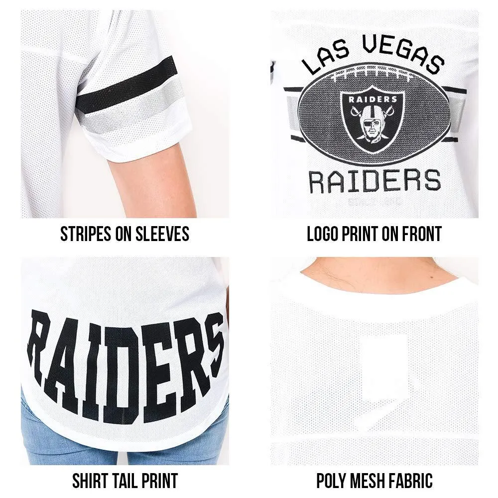 NFL Las Vegas Raiders Womens Soft Mesh Jersey Varsity Tee Shirt|Las Vegas Raiders