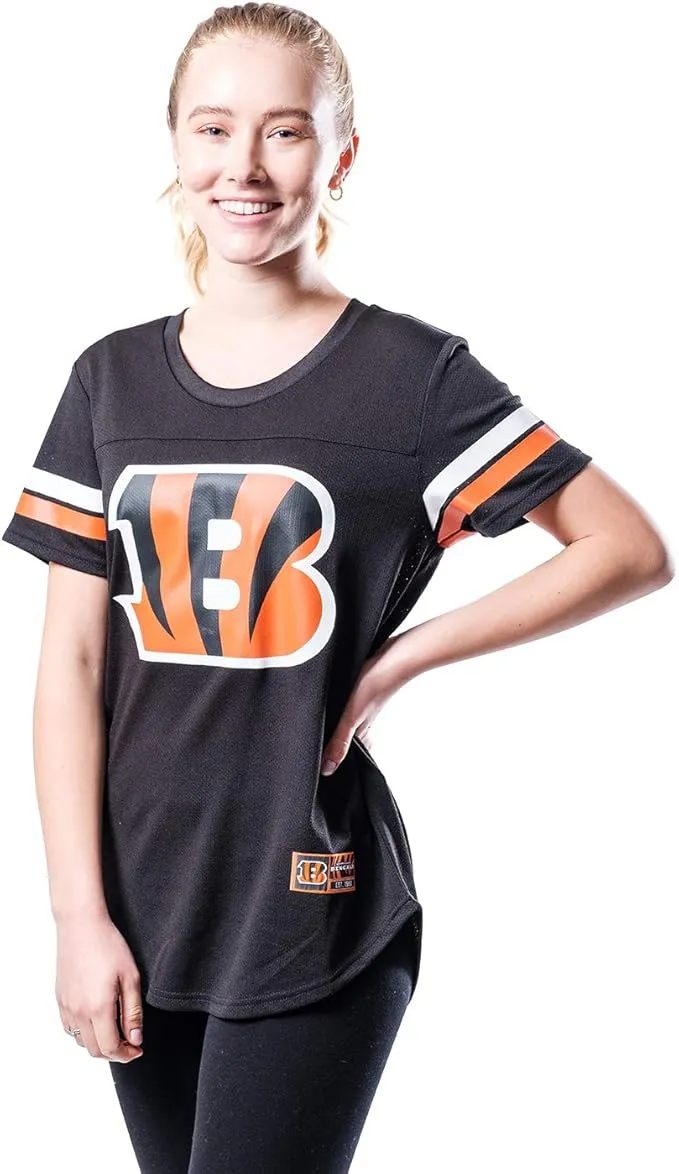 NFL Official Women's Super Soft Mesh Jersey T-Shirt|Cincinnati Bengals