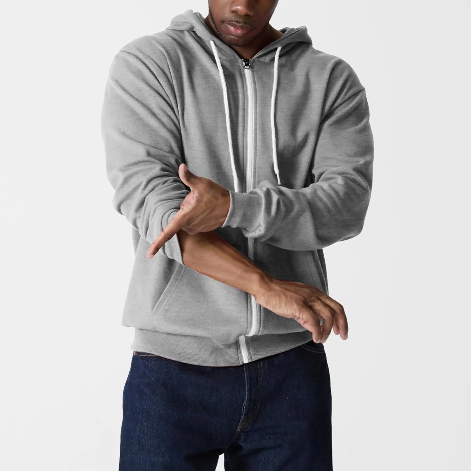 Ohoo Men's Zip Up Hoodie Lightweight Sweatshirt Full Zip Hooded Jacket